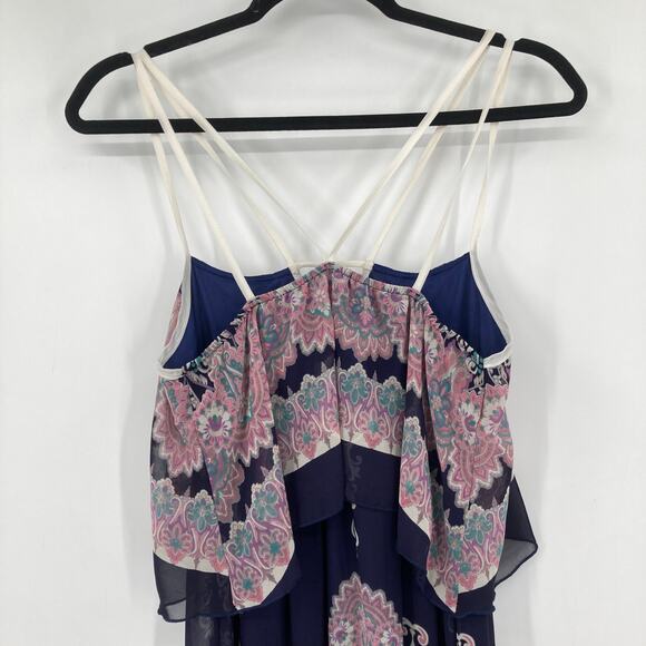 Agaci Boho Strappy Navy Maxi Dress Vacation Beach Women’s Medium - Picture 4 of 14
